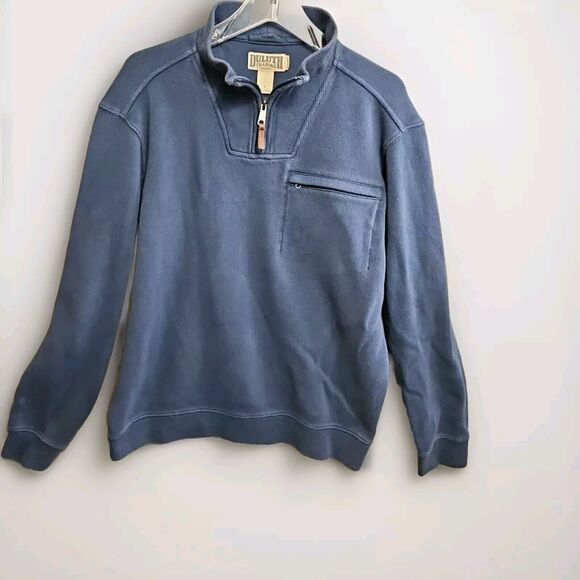 Duluth Trading Co 1/4 Zip Men's lg Pullover Knit Long Sleeve Sweater Navy Blue - Picture 1 of 11